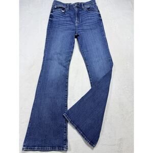 DAZE Trouser Flare Jeans Size 28 Indigo Blue High Rise Coastal Cowgirl Chic